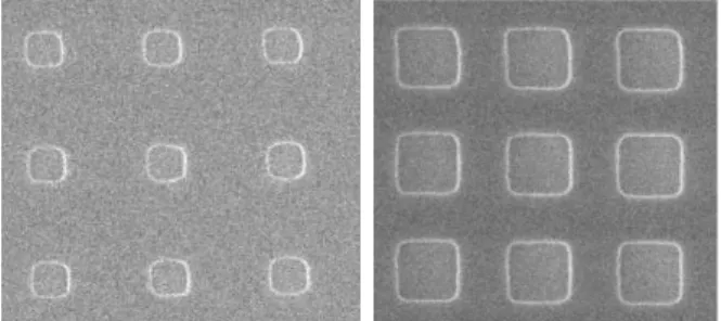 Fig.  2.  Electron  microscope images of 250  × 250 nm and 500 