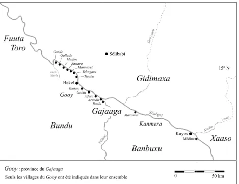 Figure 2. Les villages du Gooy (Gajaaga) du milieu du XIX e siècle à nos jours