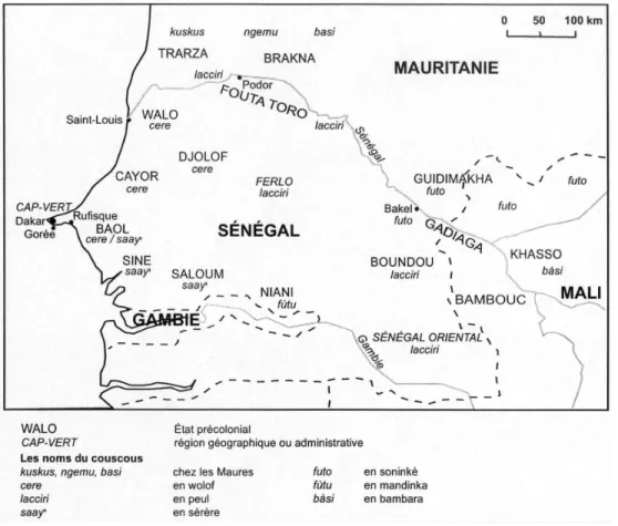 Figure 1 : Les appellations du couscous en Sénégambie