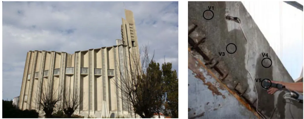 Figure 15. Royan cathedral and intensity corrosion measurement.