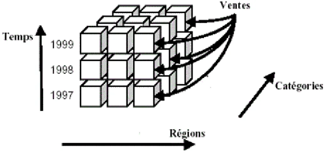 Figure 5 -  Le modèle multidimensionnel de données