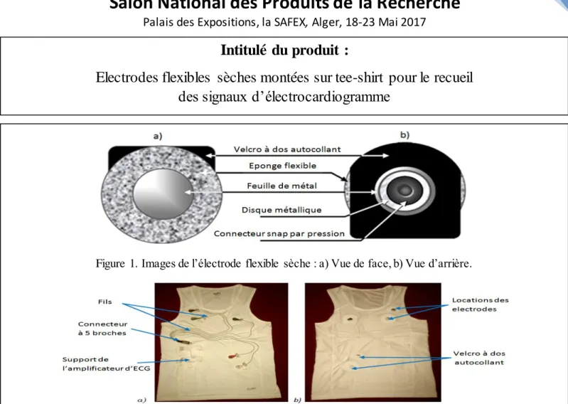 Figure 1. Images de l’électrode flexible  sèche : a) Vue de face, b) Vue d’arrière. 