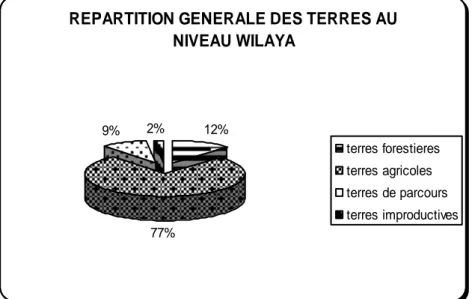 Figure 07: Répartition générale des terres au niveau de la wilaya de Relizane. 