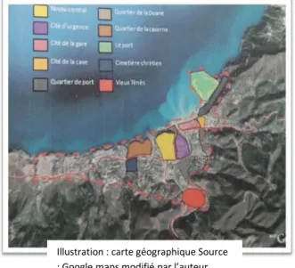 Illustration : carte géographique Source  : Google maps modifié par l’auteur 