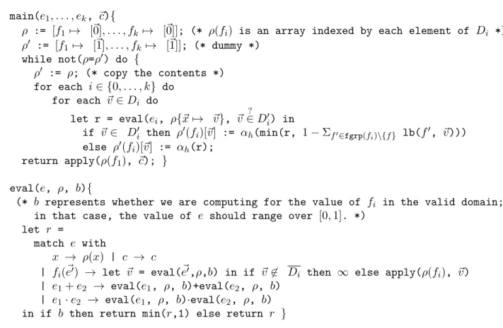 Figure 9. Pseudo code for computing an upper-bound for the general case