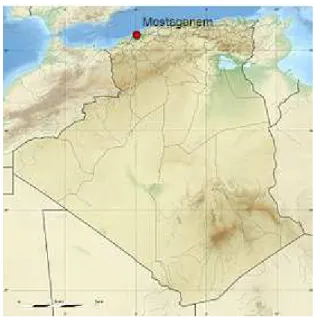 Figure 13 : L'emplacement de la Wilaya de Mostaganem 