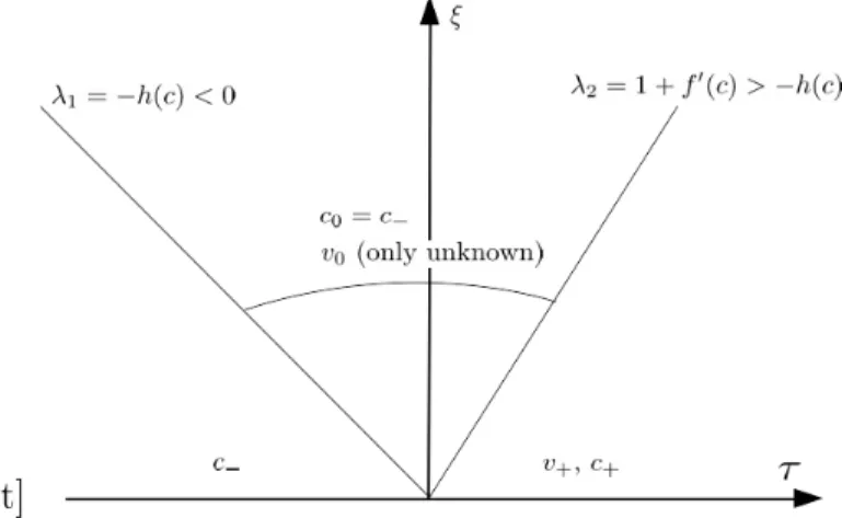 Figure 5: the Riemann problem, case of a λ 2 shock wave.