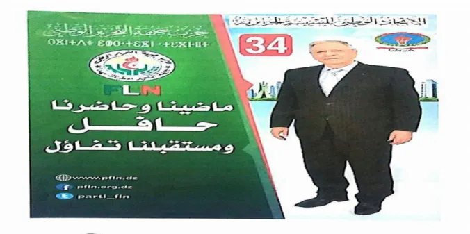 Figure 02: The political poster of Djamel Oueld Abbes of (FLN) during the polit ical campaign in A lgeria 2017