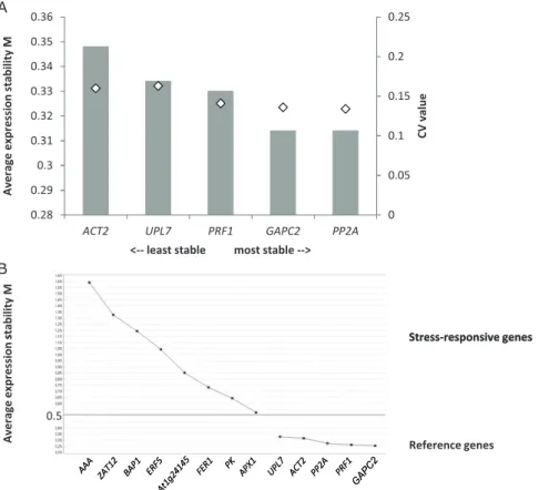 Fig. S7. Evaluation of reference genes in Arabidopsis WT and caa39 seedlings before and after exposure to high light stress