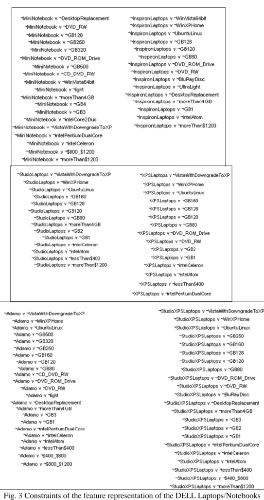 Fig. 3 Constraints of the feature representation of the DELL Laptops/Notebooks 