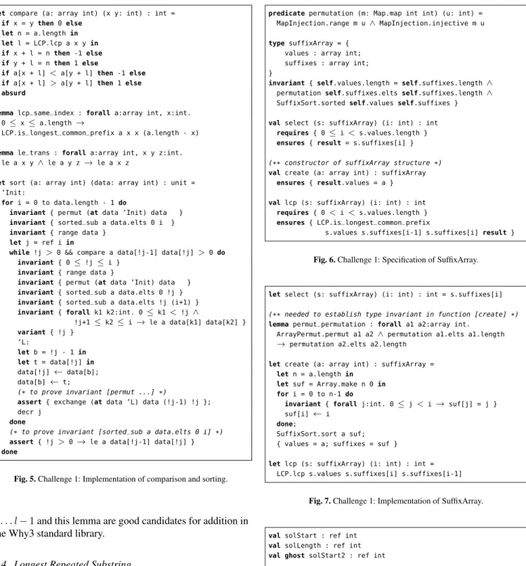 Fig. 5. Challenge 1: Implementation of comparison and sorting.