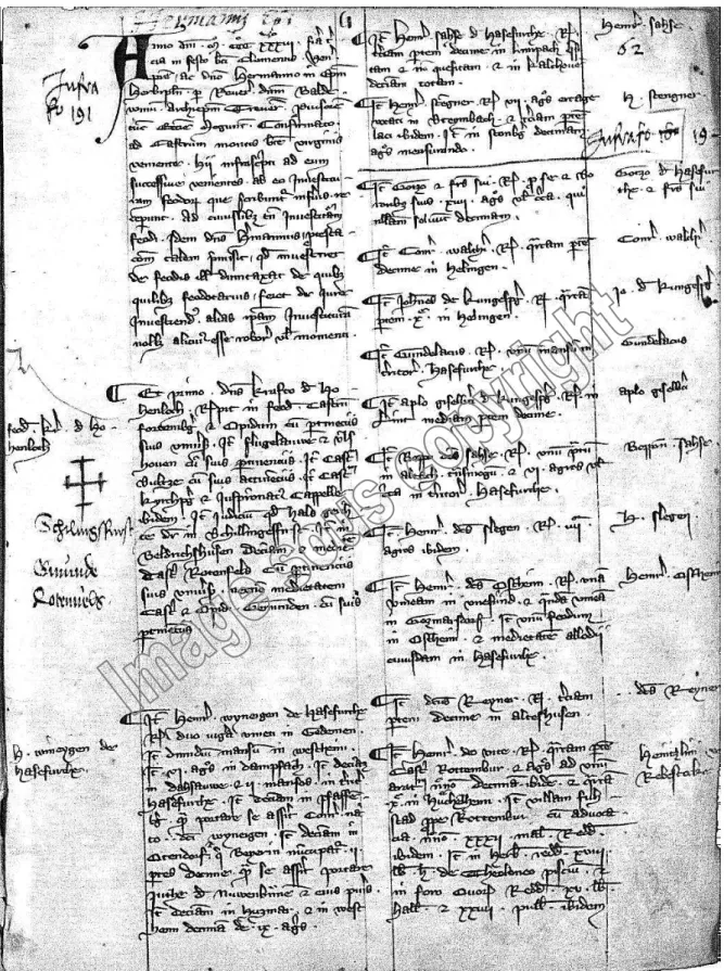 Figure 3. - Début du registre original de l’évêque Hermann II (Lb 1.4, fol. 62). 