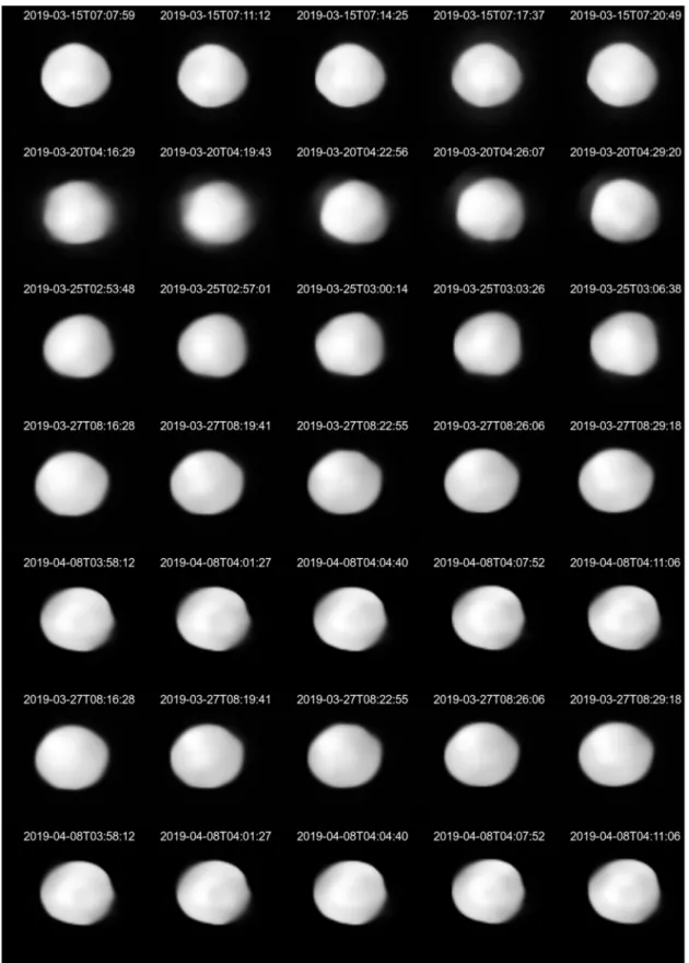 Fig. A.1. Full set of VLT/SPHERE/ZIMPOL images of (31) Euphrosyne. We show the images deconvolved by the Mistral algorithm