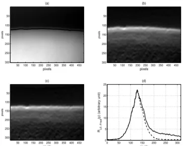 Fig. 11. Cleaned image and its edge fitted with a parabola (a pixel is 0.2 arcsec) (a)