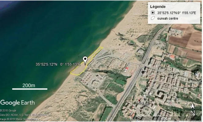 Figure 8. Photographie de plage de Oureah. Source : Google earth 2018. 