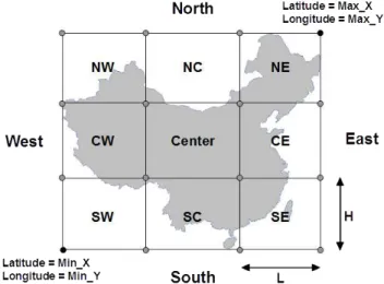 Fig. 4: Thirteen partitions for an area on Earth