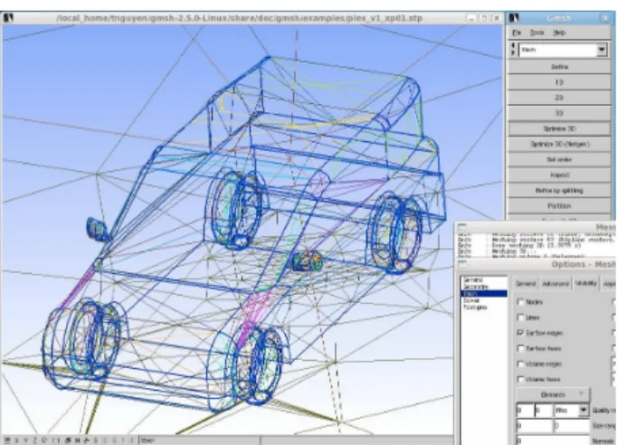 Figure 6. Vehicle mesh for aerodynamics simulation (Gmsh screenshot). 