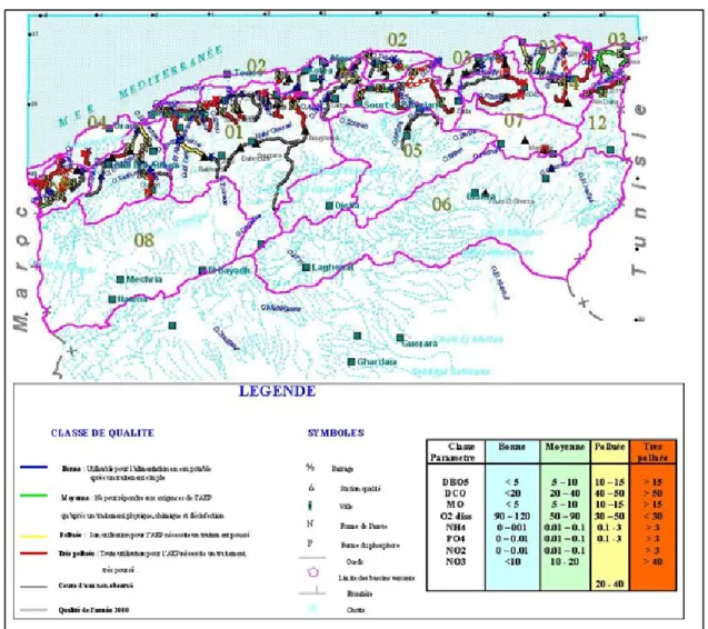 Figure I.2 : Carte de la qualité des eaux superficielles en Algérie 2011 