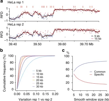 Fig. 2c) suggested that each active initiation zone supported a single but randomly located initiation event, reminiscent of the Chinese hamster DHFR 33,34 and mouse IgH 35 initiation zones.