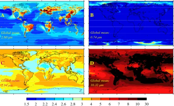 Figure 15. Spatial distributions of the wet mass median diameter (µm) of Fe-containing particles in surface air