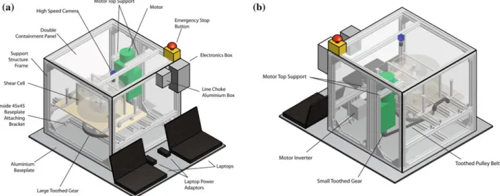 Fig. 5 Design drawings of the AstEx experimental rack. a Front view; b rear view