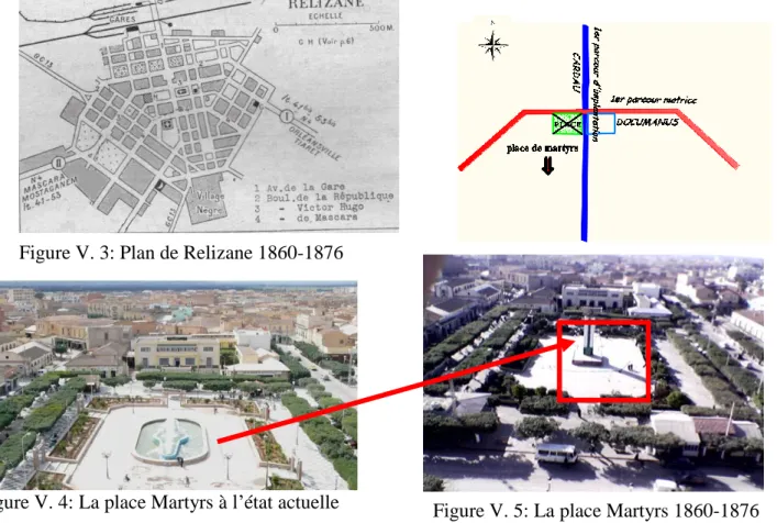 Figure V. 4: La place Martyrs à l’état actuelle    Figure V. 5: La place Martyrs 1860-1876 