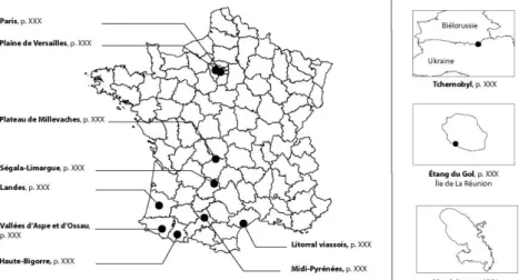 Figure 1. Localisation des douze cas présentés dans l’ouvrage. 