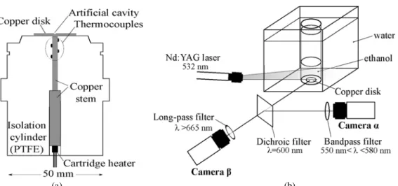 Fig. 1  Details of the developed experimental setup. (a) Longitudinal section of the heating element and (b) device  configuration