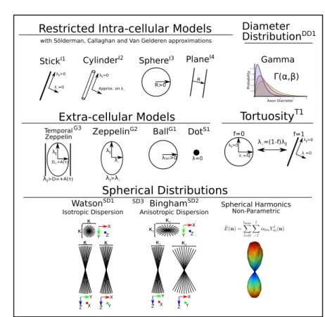 Fig. 2: A schematic of most biophysical models used in PGSE-based Microstruc- Microstruc-ture Imaging