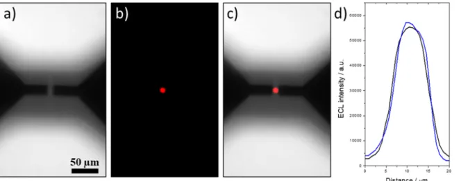 Figure 5a displays the PL image of the micropore without imposing any external potential to the feeder electrodes