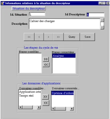Figure 8: interface d'introduction de la situation du descripteur 