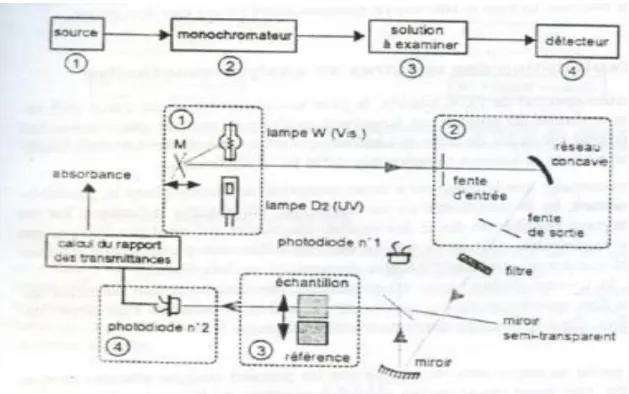 Figure I.13 : Schéma optique du spectrophotomètre simple faisceau         