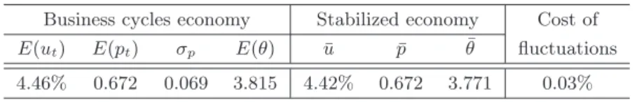 Table 7: The welfare cost of fluctuations with structural subsidies