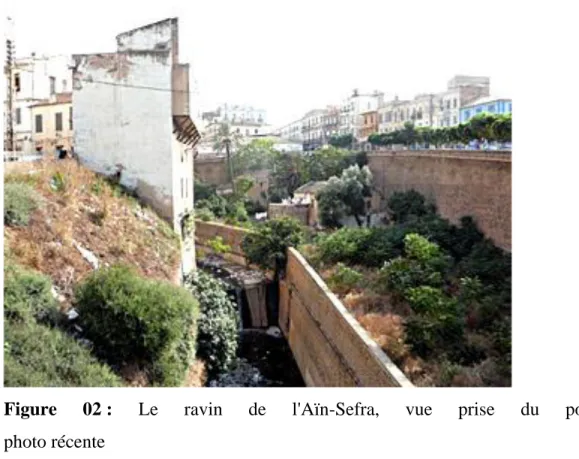 Figure  02 :  Le  ravin  de  l'Aïn-Sefra,  vue  prise  du  pont  photo récente  