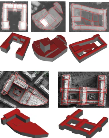 Figure 15 presents examples of buildings reconstructed by the interactive 2D extraction process