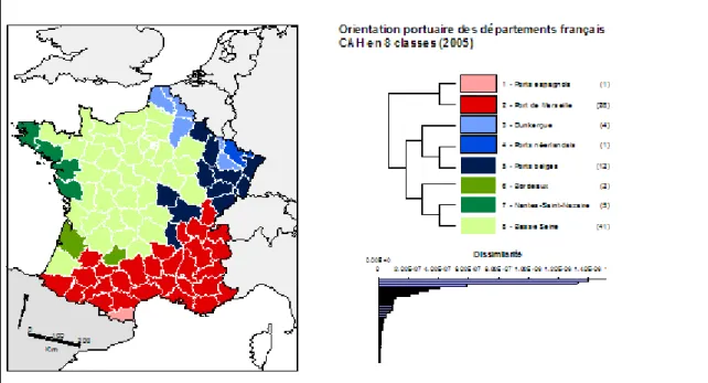 Figure 2 Structure spatiale de l’arrière-pays français (en t, hors hydrocarbures, hors UE-15)  Encadré 1