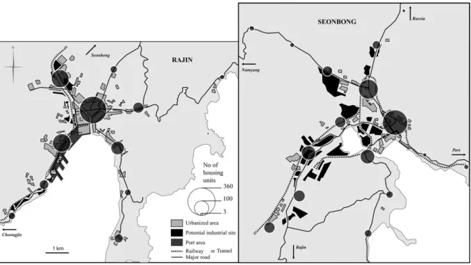 Figure 3: Spatial organization and industrial potentials of Rajin and Seonbong city-regions 