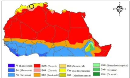 Figure IV.2. La carte du classement climatique selon Köppen-Geiger (Peel et al., 2007 ; Wikipedia, 2016)