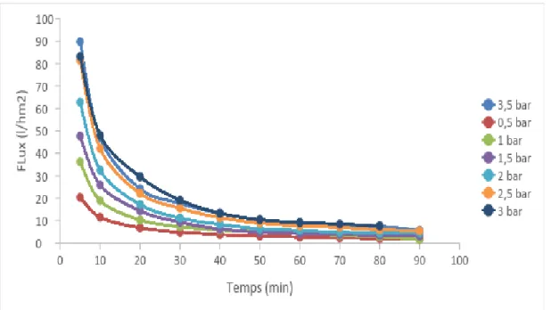 Figure III.2. Evolution du flux en fonction du temps. 