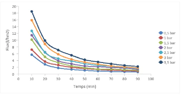 Figure III.13. Evolution du flux en fonction du temps. 