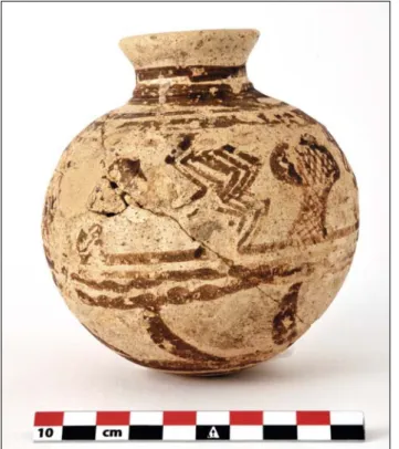 Fig. 3. Small globular pot, with convex base and narrow neck  with painted decoration  (© MAFTUR).