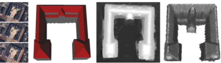 Fig. 1. Various 3D representations of an urban object - from left to right: