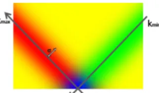 Fig. 3. Representation of the principal curvatures (k min , k max ) and their associated direction vectors w min and w max .