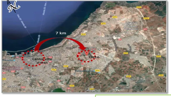 Figure 5 : Situation géographique d'Oran Source : www.google.dz/earth