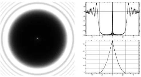 Figure 10. Fresnel diffraction of an occulter of diameter 50 m, observed at a distance of 80 000 km, at λ = 0.55µm