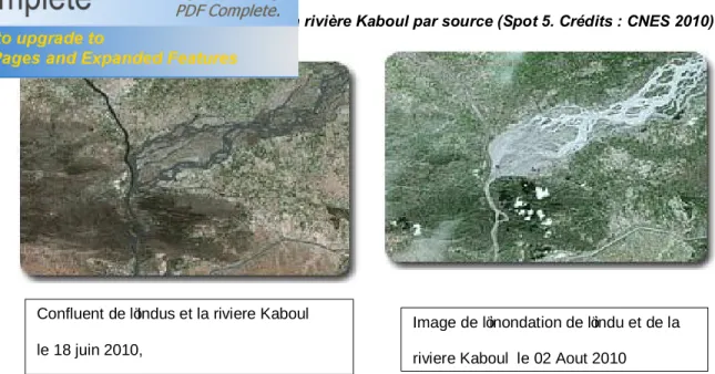 Figure 4.8 : inondation de l’indu et la rivière Kaboul par source (Spot 5. Crédits : CNES 2010) 