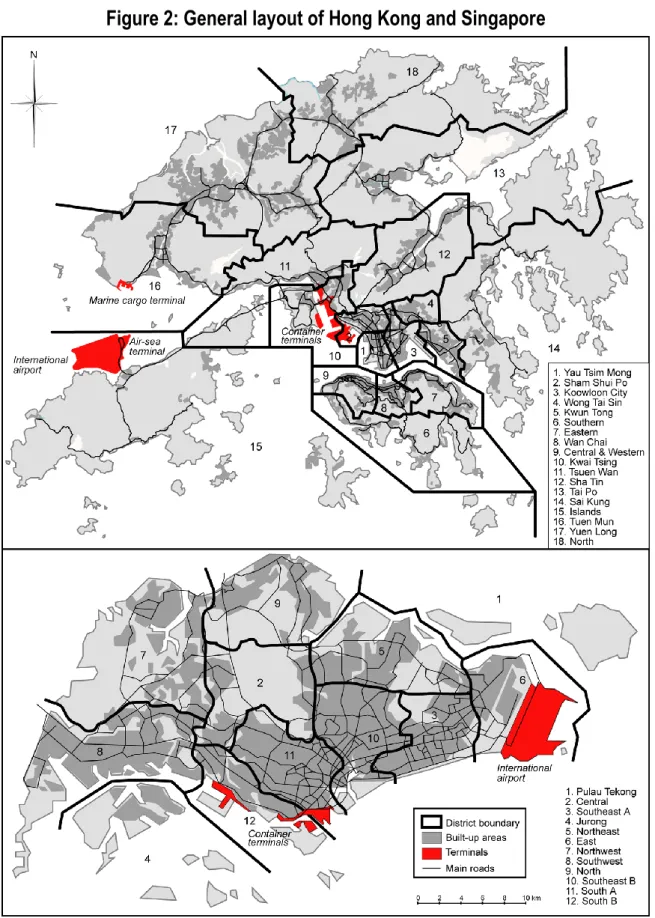 Figure 2: General layout of Hong Kong and Singapore 