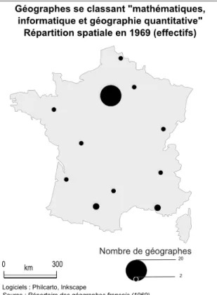 Fig. 4 - Géographes se classant « mathématiques, informatique et géographie quantitative »