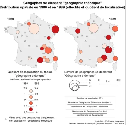 Fig. 6 - Géographes se classant « géographie théorique » (1980-1989)