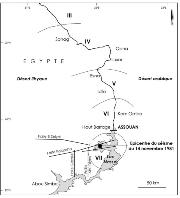 Figure 7 - Répartition de l'intens é sismique le 14 novembre 1981 it .  D'après A. E L  S AYED  et R